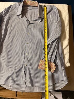 Stone Rose Blue and White Pinstripe Dress Shirt 2XL